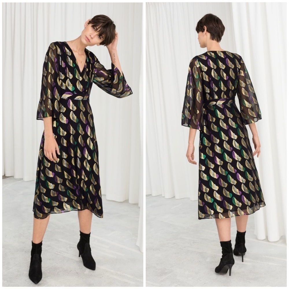 & OTHER STORIES Metallic Jacquard Midi Dress